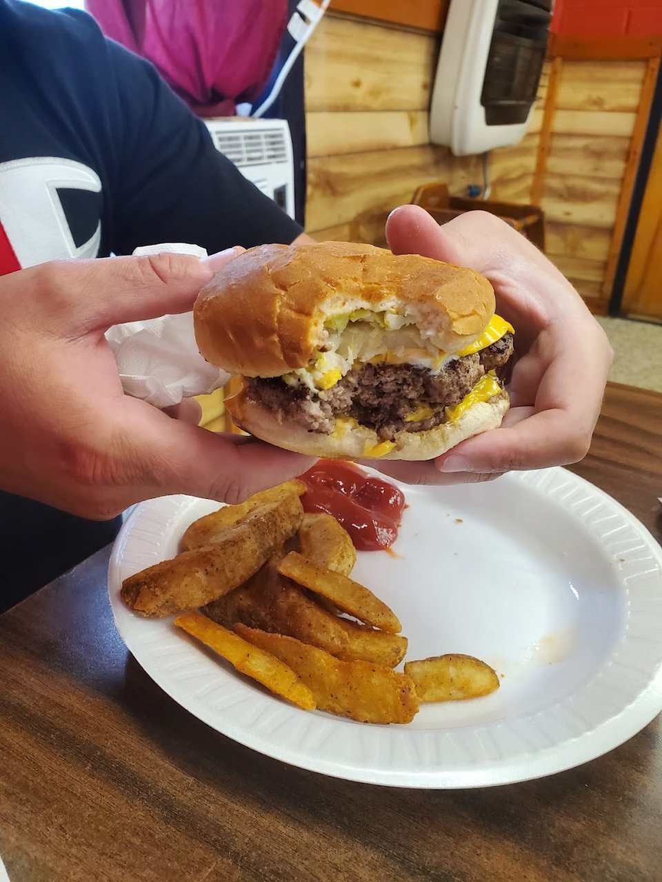 Double Cheeseburger and Potato Wedges